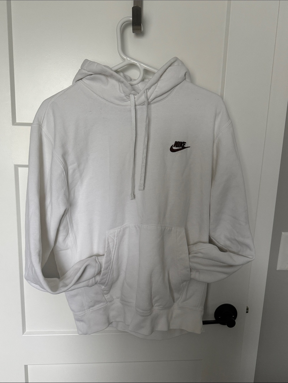 Nike White Pullover Hoodie with Brown Swoosh Logo